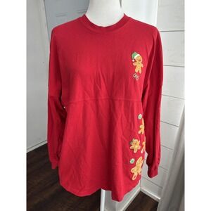 Knotts Merry‎ Farm Spirit Jersey Shirt Womens Small Red Christmas Gingerbread